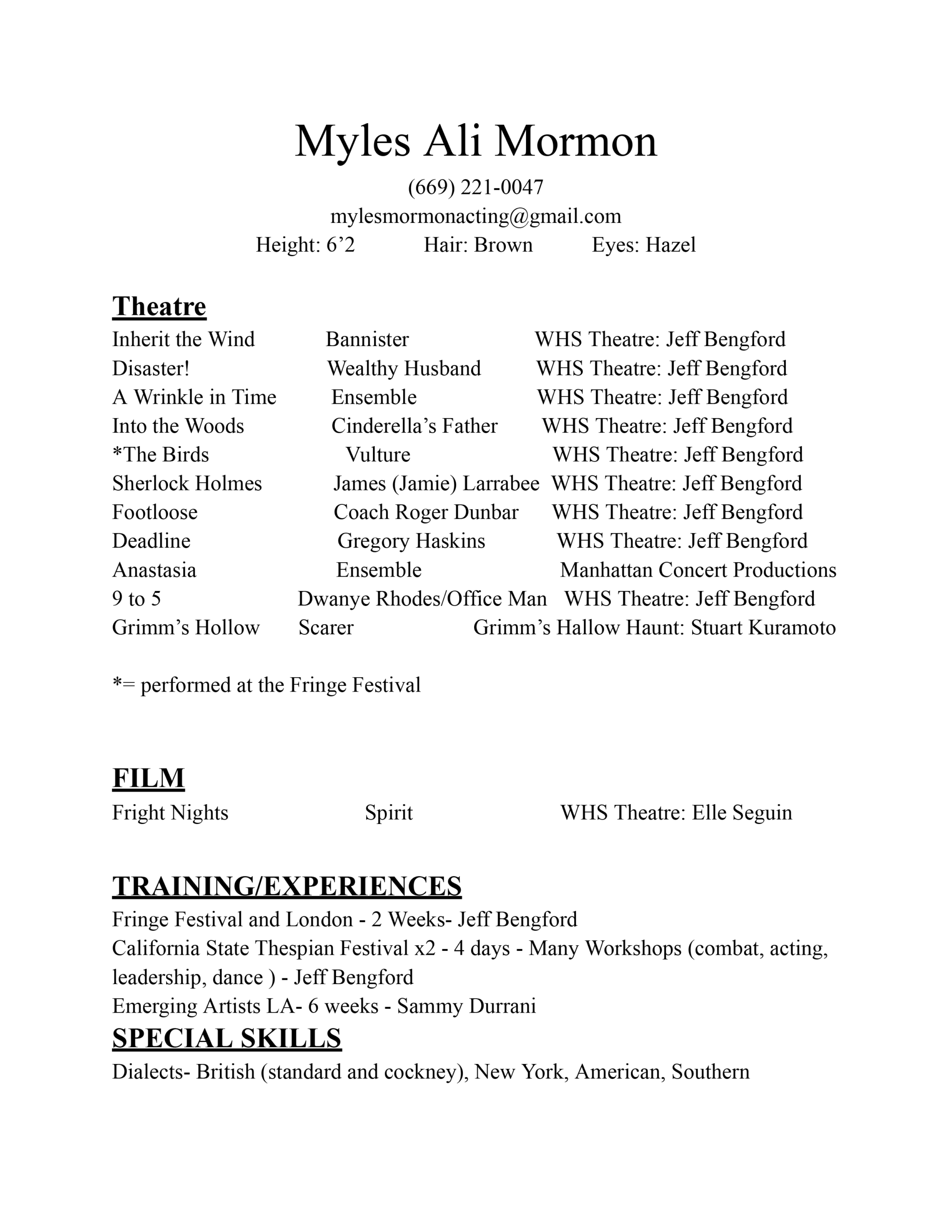 Myles Mormon Acting Resume.docx - Myles Mormon_2026-02-11